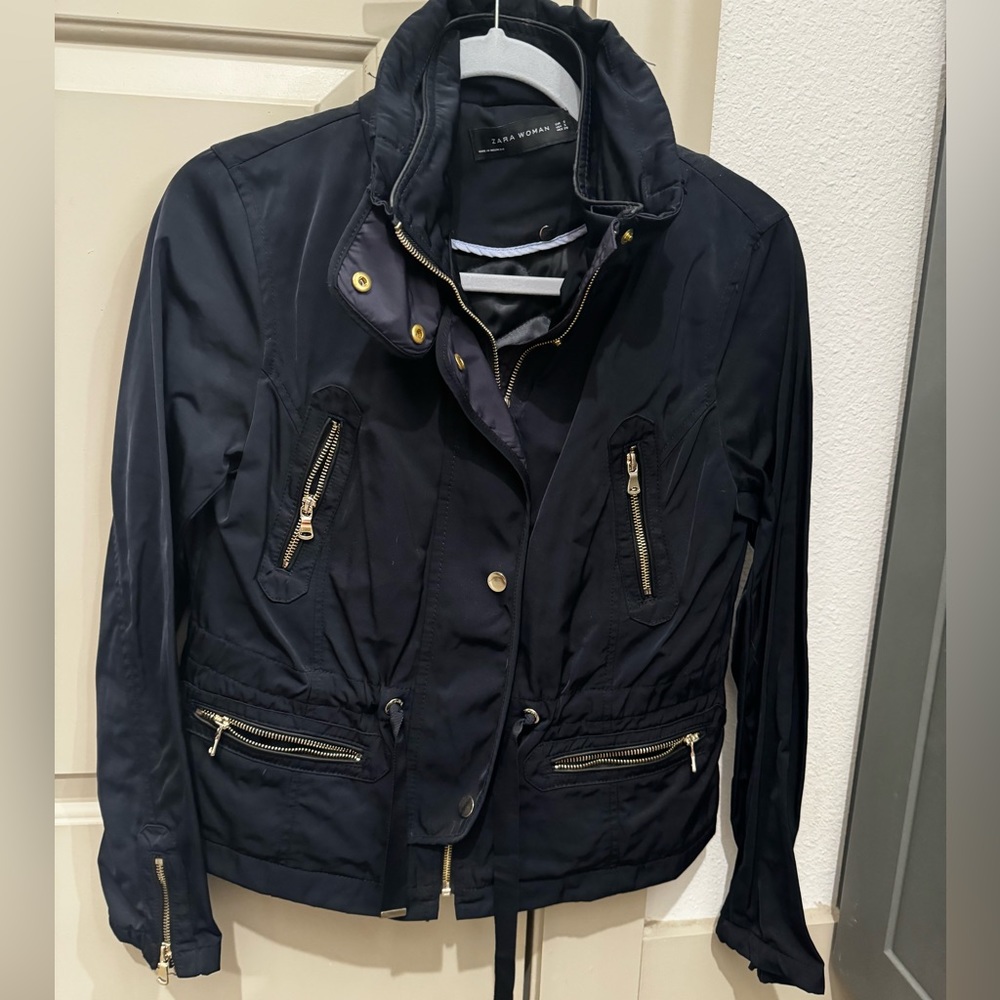 ZARA double layer parka jacket navy size S